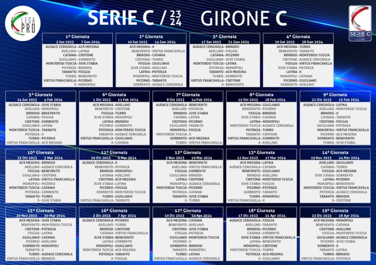 Calendario Serie C 2023.24 – Lega Pro